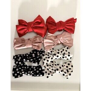 XunYee Satin Bow Shoe Clips Lot of 8 Red Pink Polka Dot Shoe Charms Women